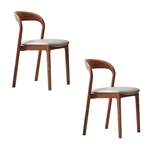 ZAFDZSW Küchenstühle 4er Set, Praktischer Küchenstuhl Kunstfell Gepolstert und Geschwungene Rückenlehne, für Küche, Wohnzimmer(Gray Walnut,2) von ZAFDZSW