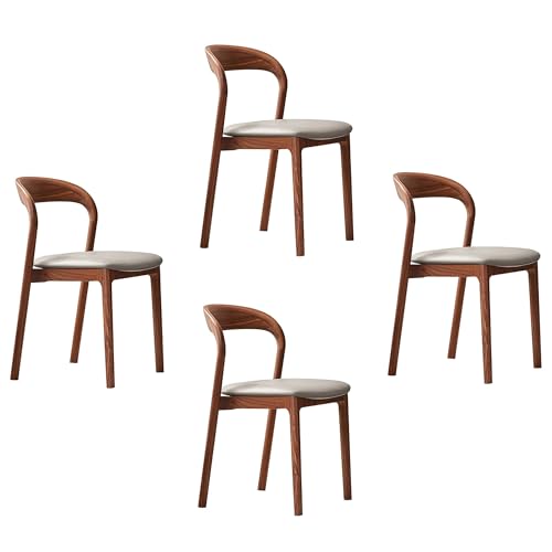 ZAFDZSW Küchenstühle 4er Set, Praktischer Küchenstuhl Kunstfell Gepolstert und Geschwungene Rückenlehne, für Küche, Wohnzimmer(Gray Walnut,4) von ZAFDZSW