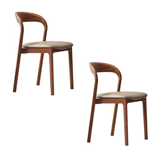 ZAFDZSW Küchenstühle 4er Set, Praktischer Küchenstuhl Kunstfell Gepolstert und Geschwungene Rückenlehne, für Küche, Wohnzimmer(Khaki Walnut,2) von ZAFDZSW