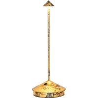 LED-Tischleuchte Pina Pro Black Gold Leaf Craquelè wiederaufladbar und kabellos dimmbar Zafferano 2200-2700-3000K von ZAFFERANO