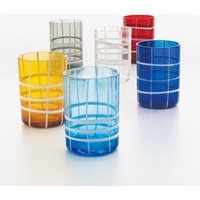Zafferano - Twiddle – Set mit 6 farbigen Gläsern aus geblasenem Glas, 35 cl – handgefertigte Trinkgläser mit weißem Dekor, spülmaschinenfest von ZAFFERANO