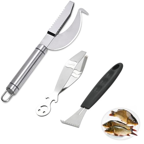 ZAHD 3 Stück Fischmesser entschupper für fisch 3 in 1 fischschuppenmesser scraper fischschupper fischschuppen edelstahl messerreinigung fish scales tool für Schneiden, Entschuppen und Ausnehmen von ZAHD