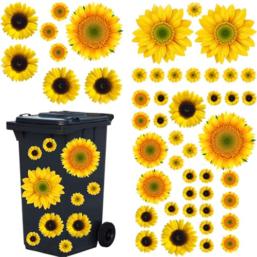 ZAHD sonnenblumen mülleimer blumen aufkleber Aufkleber für Wand Tür Mülleimer Mülleimer Blumen Eimer Dekorative Mülltonnenaufkleber Mülleimer Aufkleber Dekorative Sticker für Wand Tür Mülleimer von ZAHD