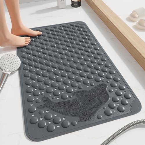 Duschmatte rutschfest 85x55cm,Antirutschmatte Dusche mit Saugnäpfen und Ablauflöchern,PVC Material,Duscheinlage rutschfest Massage,Maschinenwaschbar,für Badewanne,Duschräume(Grau) Duschmatte rutschfest 85x55cm,Antirutschmatte Dusche mit Saugnäpfen und Ablauflöchern,PVC Material,Duscheinlage rutschfest Massage,Maschinenwaschbar,für Badewanne,Duschräume(Grau) von ZAHDMA
