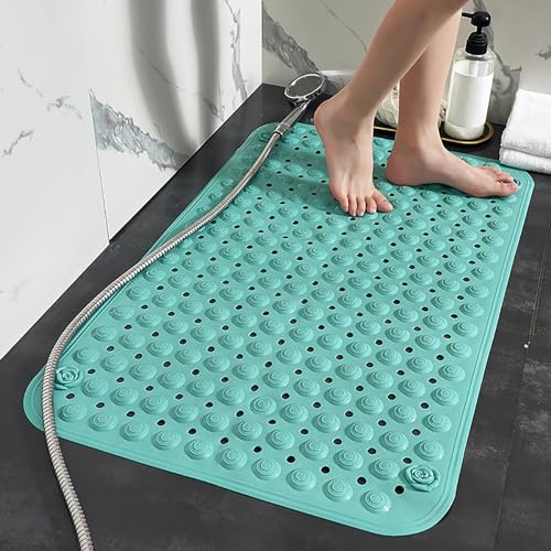 Duschmatte rutschfest 50x80cm,Antirutschmatte Dusche mit Ablauflöchern,Badewannenmatte rutschfest mit Massage und Saugnäpfen,Duscheinlage rutschfest Schimmelresistent,Antirutschmatte Badewanne (Grün) von ZAHDMA