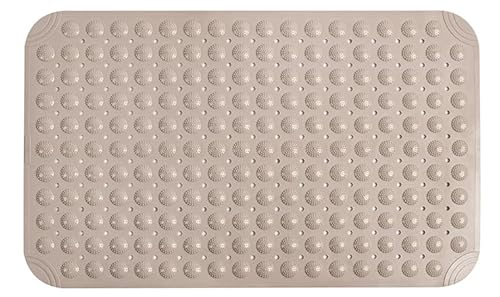 Duschmatte rutschfest 80x120cm,TPE Material Schimmelresistent Badewannenmatte,Duschmatte mit Ablauflöchern und Saugnäpfen,Massage Duschmatte Weich Komfort für Duschraum (Beige) von ZAHDMA