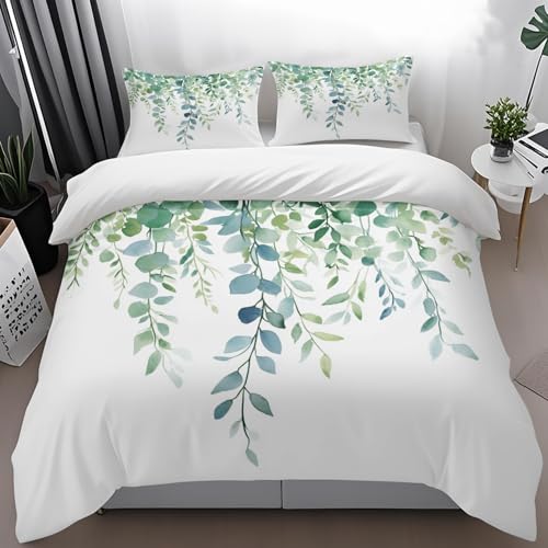 Bettdecke 135X200 Grünes Muster Microfibre Bettwäsche-Sets,Bettdecke 135X200 Set Mit Kissen,Bettwäsche Set,Jahreszeiten Herbst Bettwäsche, Soft Duvet Cover, Breathable Deckenbezug von ZAHHYG