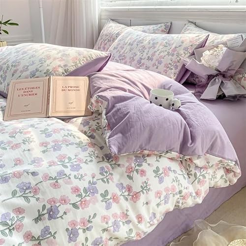 Bettdecke 150X200 Lila Blumen Herbst Bettwäsche-Sets,3 Bettwäsche Set Mit Kissen, 2 X Pillow 50 X 75 cm,Quilt Duvet Set,Microfibre, Bedsure Bettwäsche,Bedding Set von ZAHHYG