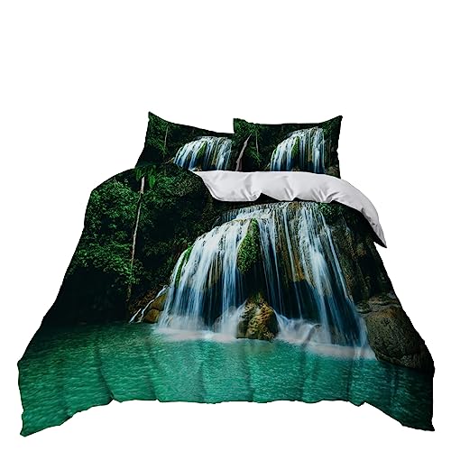 Bettdecke 135X200 Wasserfall Herbst Bettwäsche-Sets,3 Bettwäsche Set Mit Kissen, 2 X Pillow 50 X 75 cm,Quilt Duvet Set,Microfibre, Bedsure Bettwäsche,Bedding Set von ZAHHYG