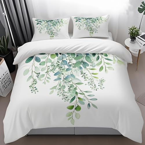 Bettdecke 200X200Cm Blattmuster Microfibre Bettwäsche-Sets,Bettbezug Mit 2 X Pillow,Bettwäsche Set,Jahreszeiten Herbst Bettwäsche, Soft Duvet Cover, Breathable Deckenbezug von ZAHHYG
