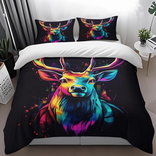 Bettdecke 200X200Cm Farbdruck Microfibre Bettwäsche-Sets,Bettbezug Mit 2 X Pillow,Bettwäsche Set,Jahreszeiten Herbst Bettwäsche, Soft Duvet Cover, Breathable Deckenbezug von ZAHHYG