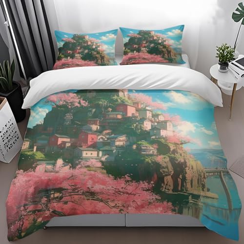 Bettdecke 200X200Cm Gebäude Microfibre Bettwäsche-Sets,Bettbezug Mit 2 X Pillow,Bettwäsche Set,Jahreszeiten Herbst Bettwäsche, Soft Duvet Cover, Breathable Deckenbezug von ZAHHYG