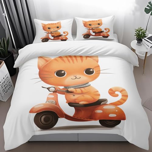 Bettdecke 200X200Cm Orange Tiere Microfibre Bettwäsche-Sets,Bettbezug Mit 2 X Pillow,Bettwäsche Set,Jahreszeiten Herbst Bettwäsche, Soft Duvet Cover, Breathable Deckenbezug von ZAHHYG