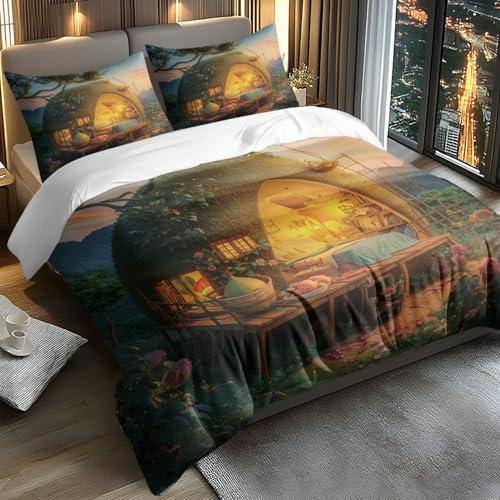 Bettdecke 240X260 Gelb Grün Microfibre Bettwäsche-Sets,Bettdecke 135X200 Set Mit Kissen,Bettwäsche Set,Jahreszeiten Herbst Bettwäsche, Soft Duvet Cover, Breathable Deckenbezug von ZAHHYG