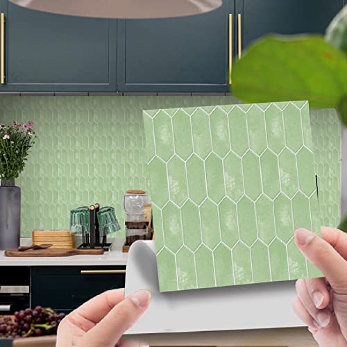 Fliesenaufkleber Hellgrüne Textur Klebefliesen 3D Küchenrückwand Folie Wasserdicht Fliesenfolie Vinyl Selbstklebende Fliesen Aufkleber Fliesen für Bad Wohnzimmer und Küche Deko24Stück(15X15cm) von ZAHHYG