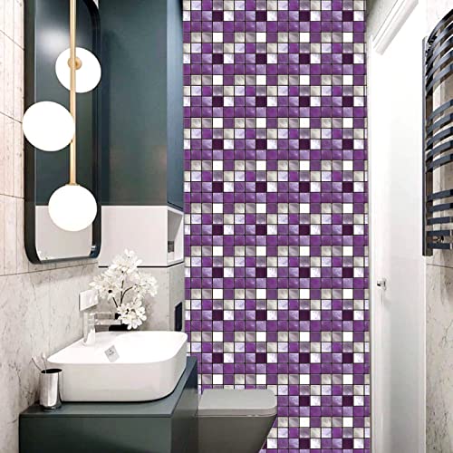 Fliesenaufkleber Lila Mosaik Klebefliesen 3D Küchenrückwand Folie Wasserdicht Fliesenfolie Vinyl Selbstklebende Fliesen Aufkleber Fliesen für Bad Wohnzimmer Küche Deko15 Stück(15X15cm) von ZAHHYG