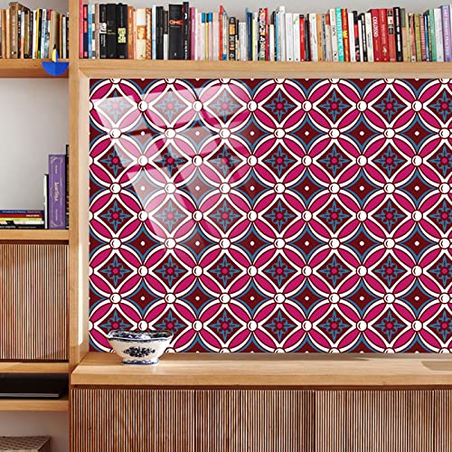 Fliesenaufkleber Lila Rot Barock Klebefliesen 3D Küchenrückwand Folie Wasserdicht Fliesenfolie Vinyl Selbstklebende Fliesen Aufkleber Fliesen für Bad Wohnzimmer Küche Deko15 Stück(10X10cm) von ZAHHYG