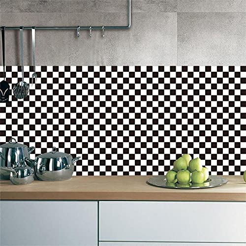 Fliesenaufkleber Schwarz-Weißes Mosaik Klebefliesen 3D Küchenrückwand Folie Wasserdicht Fliesenfolie Vinyl Selbstklebende Fliesen Aufkleber Fliesen für Bad Wohnzimmer und Küche Deko10Stück(10X10cm) von ZAHHYG