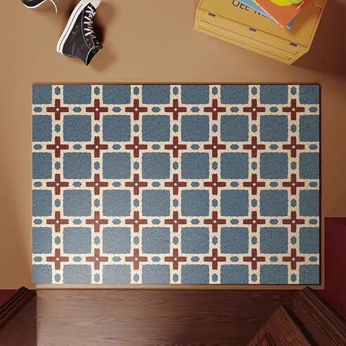 Fußmatte Blauer Check Schmutzfangmatte Eingangsbereich Fussmatte Innen & Außen, rutschfeste Türmatte,PVC Fußmatten Haustür Waschbar Fußmatte Blauer Check Schmutzfangmatte Eingangsbereich Fussmatte Innen & Außen, rutschfeste Türmatte,PVC Fußmatten Haustür Waschbar von ZAHHYG