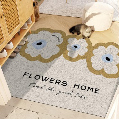 Fußmatte Blumen Design Schmutzfangmatte Eingangsbereich Fussmatte Innen & Außen, rutschfeste Türmatte，PVC Fußmatten Haustür Waschbar von ZAHHYG