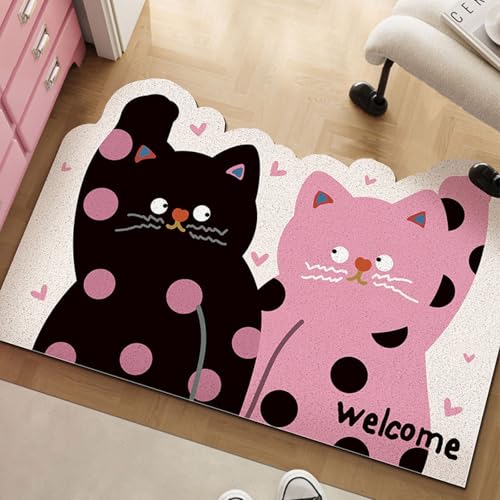 Fußmatte Schwarz Rosa Schmutzfangmatte Eingangsbereich Fussmatte Innen & Außen, rutschfeste Türmatte,PVC Fußmatten Haustür Waschbar Fußmatte Schwarz Rosa Schmutzfangmatte Eingangsbereich Fussmatte Innen & Außen, rutschfeste Türmatte,PVC Fußmatten Haustür Waschbar von ZAHHYG