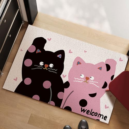 Fußmatte Schwarz Rosa Schmutzfangmatte Eingangsbereich Fussmatte Innen & Außen, rutschfeste Türmatte,PVC Fußmatten Haustür Waschbar Fußmatte Schwarz Rosa Schmutzfangmatte Eingangsbereich Fussmatte Innen & Außen, rutschfeste Türmatte,PVC Fußmatten Haustür Waschbar von ZAHHYG