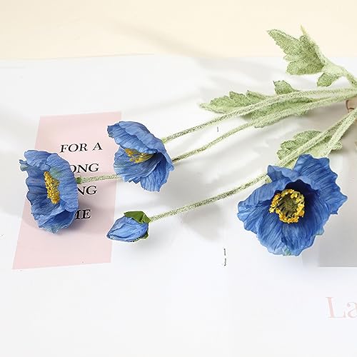 Kunstblumen Blauer Mohn Kunstblumen Wie Echt Deko Blumen Fake Flowers,Künstliche Blumen Deko,Künstliche Balkonpflanzen,Künstliche Pflanzen Für Aesthetic Deko Hochzeit Garten von ZAHHYG