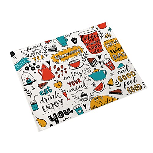 Platzset Abwischbar Guten Morgen Kaffee Platzset 2er Set rutschfest Tischsets Abwaschbar Flachs Abgrifffeste Hitzebeständig Platzdeckchen Schmutzabweisend Platzsets für Küche Speisetisch 45x30cm von ZAHHYG