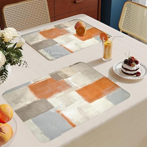 Platzset Abwischbar Orange Grau Platzset 2Er Set rutschfest Tischsets Abwaschbar PVC Abgrifffeste Hitzebeständig Platzdeckchen Schmutzabweisend Platzsets Für Küche Speisetisch Platzset Abwischbar Orange Grau Platzset 2Er Set rutschfest Tischsets Abwaschbar PVC Abgrifffeste Hitzebeständig Platzdeckchen Schmutzabweisend Platzsets Für Küche Speisetisch von ZAHHYG