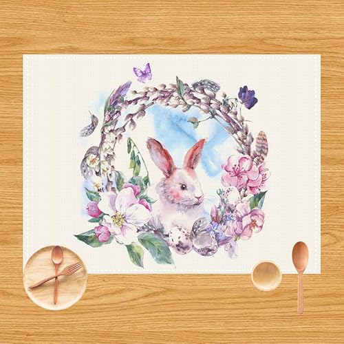 Platzset Abwischbar Rosa Blume Kaninchen Platzset 2er Set rutschfest Tischsets Abwaschbar Flachs Abgrifffeste Hitzebeständig Platzdeckchen Schmutzabweisend Platzsets für Küche Speisetisch Platzset Abwischbar Rosa Blume Kaninchen Platzset 2er Set rutschfest Tischsets Abwaschbar Flachs Abgrifffeste Hitzebeständig Platzdeckchen Schmutzabweisend Platzsets für Küche Speisetisch von ZAHHYG
