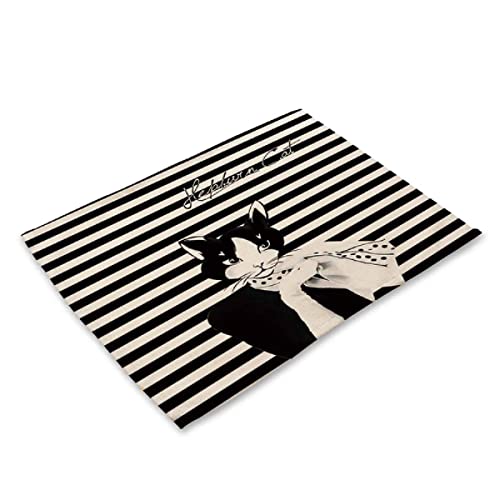 Platzset Abwischbar Schwarz-Weiß-Katze Platzset 2er Set rutschfest Tischsets Abwaschbar Flachs Abgrifffeste Hitzebeständig Platzdeckchen Schmutzabweisend Platzsets für Küche Speisetisch Platzset Abwischbar Schwarz-Weiß-Katze Platzset 2er Set rutschfest Tischsets Abwaschbar Flachs Abgrifffeste Hitzebeständig Platzdeckchen Schmutzabweisend Platzsets für Küche Speisetisch von ZAHHYG