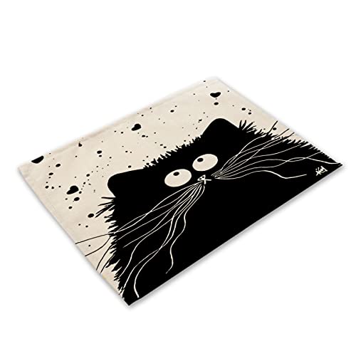 Platzset Abwischbar Schwarze Katze Platzset 2er Set rutschfest Tischsets Abwaschbar PVC Abgrifffeste Hitzebeständig Platzdeckchen Schmutzabweisend Platzsets für Küche Speisetisch Platzset Abwischbar Schwarze Katze Platzset 2er Set rutschfest Tischsets Abwaschbar PVC Abgrifffeste Hitzebeständig Platzdeckchen Schmutzabweisend Platzsets für Küche Speisetisch von ZAHHYG