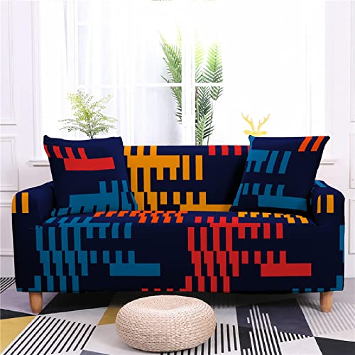 Sofaüberwurf Marineblaue Geometrie Sofabezug Sofa Überzug Stretchy Couchbezug Sofa Bezug Ecksofa Überwurf Sofabezüge Antirutsch Sofahusse Jacquard Sofaüberzug 2 Places (145cm-185cm) von ZAHHYG