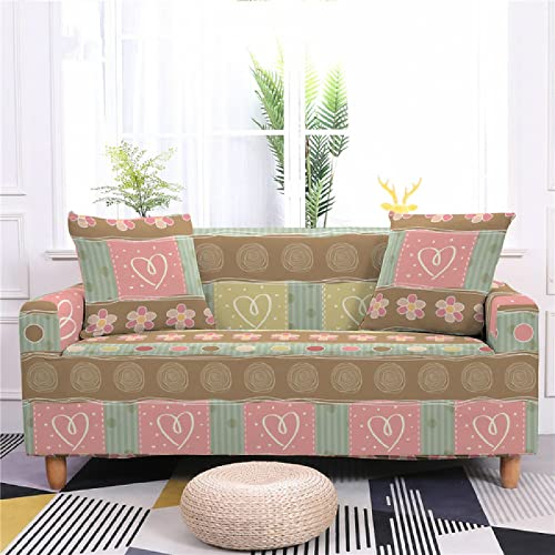 Sofaüberwurf Rosabrauner Pastoraler Stil Sofabezug Sofa Überzug Stretchy Couchbezug Sofa Bezug Ecksofa Überwurf Sofabezüge Antirutsch Sofahusse Jacquard Sofaüberzug 2 Places (145cm-185cm) von ZAHHYG