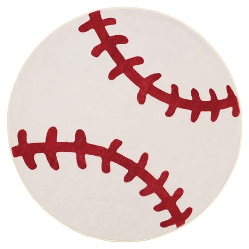 Teppich Rund 100cm Kurzflor rutschfest Baseball Waschbar Kurzflor Moderne rutschfest Wohnzimmer Teppich, fürs Schlafzimmer, Inderzimmer Teppich Rund 100cm Kurzflor rutschfest Baseball Waschbar Kurzflor Moderne rutschfest Wohnzimmer Teppich, fürs Schlafzimmer, Inderzimmer von ZAHHYG
