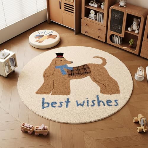 Teppich Rund 100cm Kurzflor rutschfest Braun Puppy Waschbar Kurzflor Moderne rutschfest Wohnzimmer Teppich, fürs Schlafzimmer, Inderzimmer Teppich Rund 100cm Kurzflor rutschfest Braun Puppy Waschbar Kurzflor Moderne rutschfest Wohnzimmer Teppich, fürs Schlafzimmer, Inderzimmer von ZAHHYG