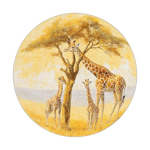 Teppich Rund 100cm Kurzflor rutschfest Goldene Tiere Waschbar Kurzflor Moderne rutschfest Wohnzimmer Teppich, fürs Schlafzimmer, Inderzimmer von ZAHHYG