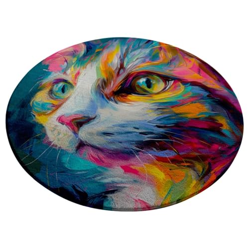 Teppich Rund 120 Waschbar Bunte Tiere Rutschfester Kurzflor Teppich Wohnzimmer, Schlafzimmer Carpet für Büro Eingangsbereich Teppich Rund 120 Waschbar Bunte Tiere Rutschfester Kurzflor Teppich Wohnzimmer, Schlafzimmer Carpet für Büro Eingangsbereich von ZAHHYG
