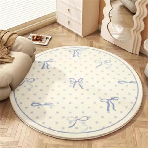 Teppich Rund 140 cm Durchmesser Beige Blau Waschbarer Rutschfester Teppich,Kinderteppich für Wohnzimmer, Schlafzimmer, Arbeitszimmer, Büro Teppich Rund 140 cm Durchmesser Beige Blau Waschbarer Rutschfester Teppich,Kinderteppich für Wohnzimmer, Schlafzimmer, Arbeitszimmer, Büro von ZAHHYG