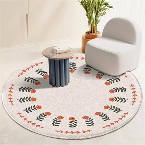 Teppich Rund 140 cm Durchmesser Blumen Orange Waschbarer Rutschfester Teppich,Kinderteppich für Wohnzimmer, Schlafzimmer, Arbeitszimmer, Büro Teppich Rund 140 cm Durchmesser Blumen Orange Waschbarer Rutschfester Teppich,Kinderteppich für Wohnzimmer, Schlafzimmer, Arbeitszimmer, Büro von ZAHHYG