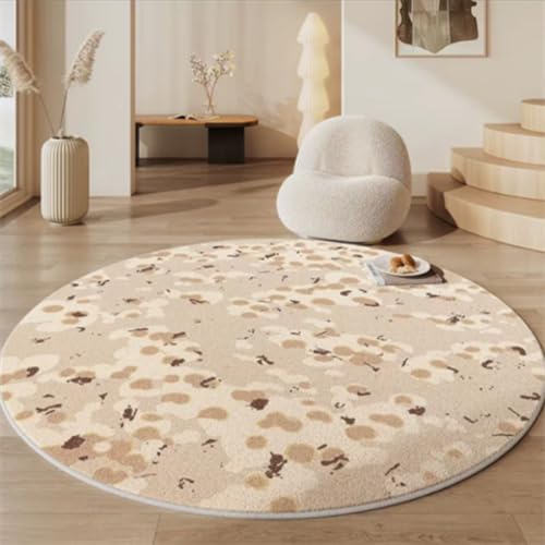 Teppich Rund 160 Kurzflor Khaki Beige Waschbar Kurzflor Moderne rutschfest Wohnzimmer Teppich, fürs Schlafzimmer, Kinderzimmer Teppich Rund 160 Kurzflor Khaki Beige Waschbar Kurzflor Moderne rutschfest Wohnzimmer Teppich, fürs Schlafzimmer, Kinderzimmer von ZAHHYG
