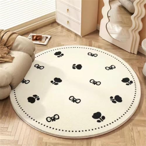 Teppich Rund 200Cm Waschbar Schwarz Drucken Rutschfester Kurzflor Teppich Wohnzimmer, Schlafzimmer Carpet für Büro , Eingangsbereich, Kinderzimmer Teppich Rund 200Cm Waschbar Schwarz Drucken Rutschfester Kurzflor Teppich Wohnzimmer, Schlafzimmer Carpet für Büro , Eingangsbereich, Kinderzimmer von ZAHHYG