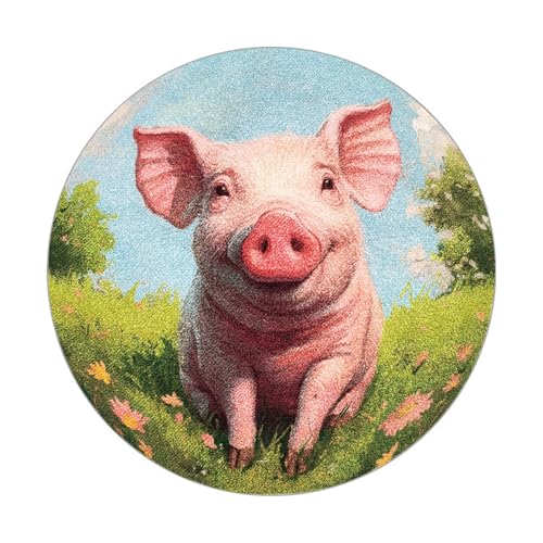 Teppich Rund 200Cm Waschbar Tiere Rutschfester Kurzflor Teppich Wohnzimmer, Schlafzimmer Carpet für Büro ， Eingangsbereich, Kinderzimmer von ZAHHYG