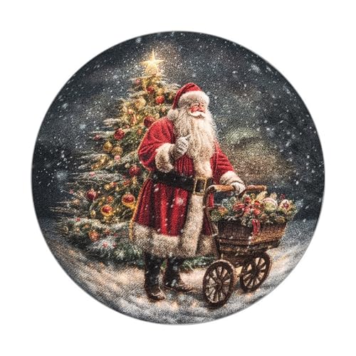 Teppich Rund 200Cm Waschbar Weihnachtsmann Rutschfester Kurzflor Teppich Wohnzimmer, Schlafzimmer Carpet für Büro , Eingangsbereich, Kinderzimmer Teppich Rund 200Cm Waschbar Weihnachtsmann Rutschfester Kurzflor Teppich Wohnzimmer, Schlafzimmer Carpet für Büro , Eingangsbereich, Kinderzimmer von ZAHHYG