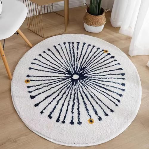 Teppich Rund 200Cm Waschbar Zusammenfassung Rutschfester Kurzflor Teppich Wohnzimmer, Schlafzimmer Carpet für Büro ， Eingangsbereich, Kinderzimmer von ZAHHYG
