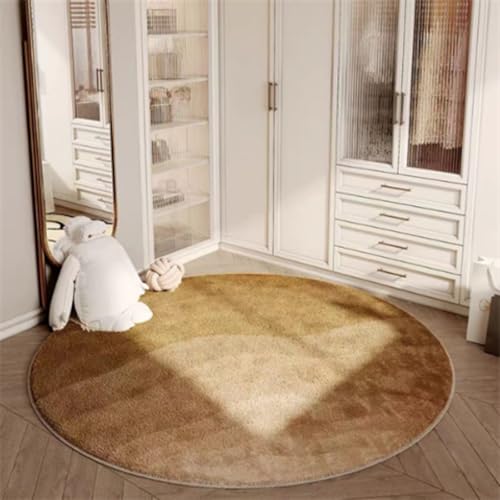 Teppich Rund 90cm Durchmesser Waschbar Braun Kinderzimmer, Kurzflor Moderne rutschfest Wohnzimmer Teppich, fürs Schlafzimmer, Inderzimmer Teppich Rund 90cm Durchmesser Waschbar Braun Kinderzimmer, Kurzflor Moderne rutschfest Wohnzimmer Teppich, fürs Schlafzimmer, Inderzimmer von ZAHHYG