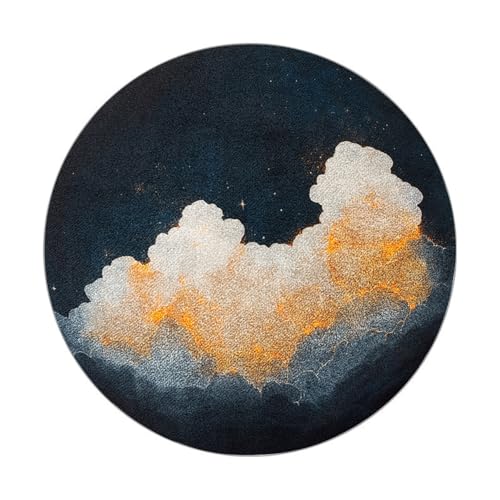 Teppich Rund 90cm Durchmesser Waschbar Gelb Schwarz Kinderzimmer, Kurzflor Moderne rutschfest Wohnzimmer Teppich, fürs Schlafzimmer, Inderzimmer Teppich Rund 90cm Durchmesser Waschbar Gelb Schwarz Kinderzimmer, Kurzflor Moderne rutschfest Wohnzimmer Teppich, fürs Schlafzimmer, Inderzimmer von ZAHHYG