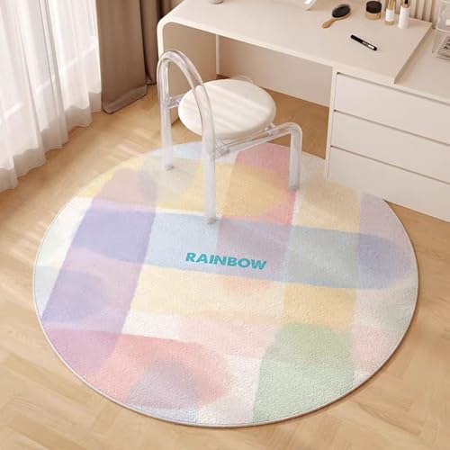 Teppich Rund 90cm Durchmesser Waschbar Lila Gelb Kinderzimmer, Kurzflor Moderne rutschfest Wohnzimmer Teppich, fürs Schlafzimmer, Inderzimmer Teppich Rund 90cm Durchmesser Waschbar Lila Gelb Kinderzimmer, Kurzflor Moderne rutschfest Wohnzimmer Teppich, fürs Schlafzimmer, Inderzimmer von ZAHHYG