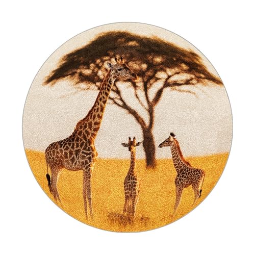 Teppich Rund 90cm Durchmesser Waschbar Tiere Kinderzimmer, Kurzflor Moderne rutschfest Wohnzimmer Teppich, fürs Schlafzimmer, Inderzimmer Teppich Rund 90cm Durchmesser Waschbar Tiere Kinderzimmer, Kurzflor Moderne rutschfest Wohnzimmer Teppich, fürs Schlafzimmer, Inderzimmer von ZAHHYG