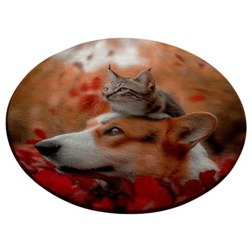 Teppich Rund 90cm Durchmesser Waschbar Tierorange Kinderzimmer, Kurzflor Moderne rutschfest Wohnzimmer Teppich, fürs Schlafzimmer, Inderzimmer Teppich Rund 90cm Durchmesser Waschbar Tierorange Kinderzimmer, Kurzflor Moderne rutschfest Wohnzimmer Teppich, fürs Schlafzimmer, Inderzimmer von ZAHHYG